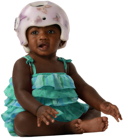 Baby wearing helmet